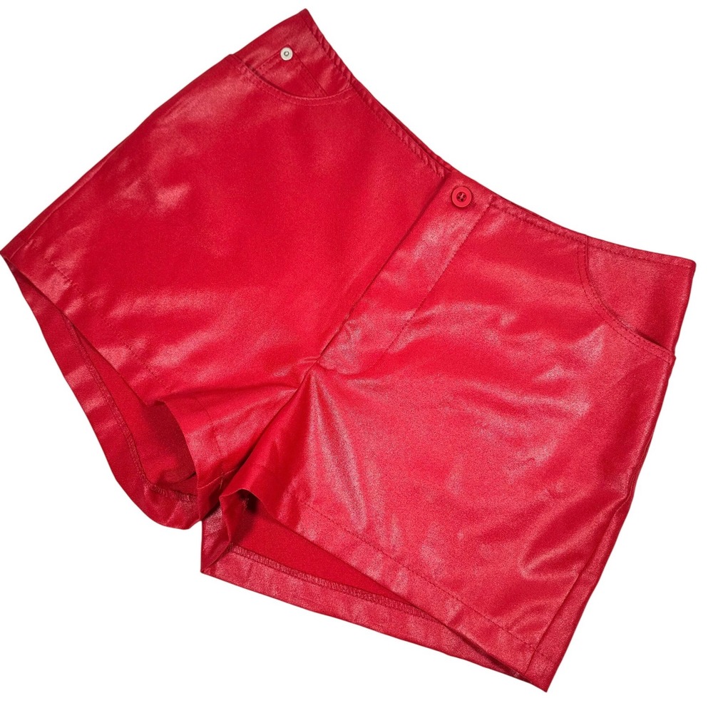 Vintage 90s Whimsigoth, High Waisted, Red Shimmering Shorts, Deadstock, Size 11